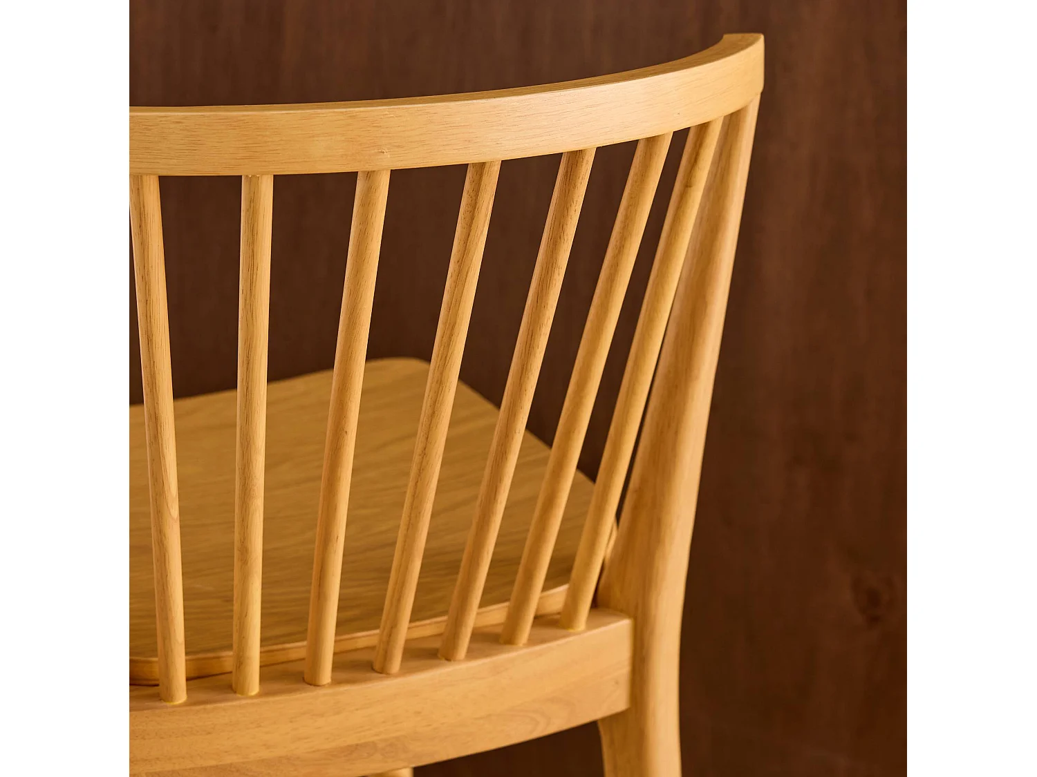 Taburete de bar con barrotes de madera de hevea, set de 2 natural