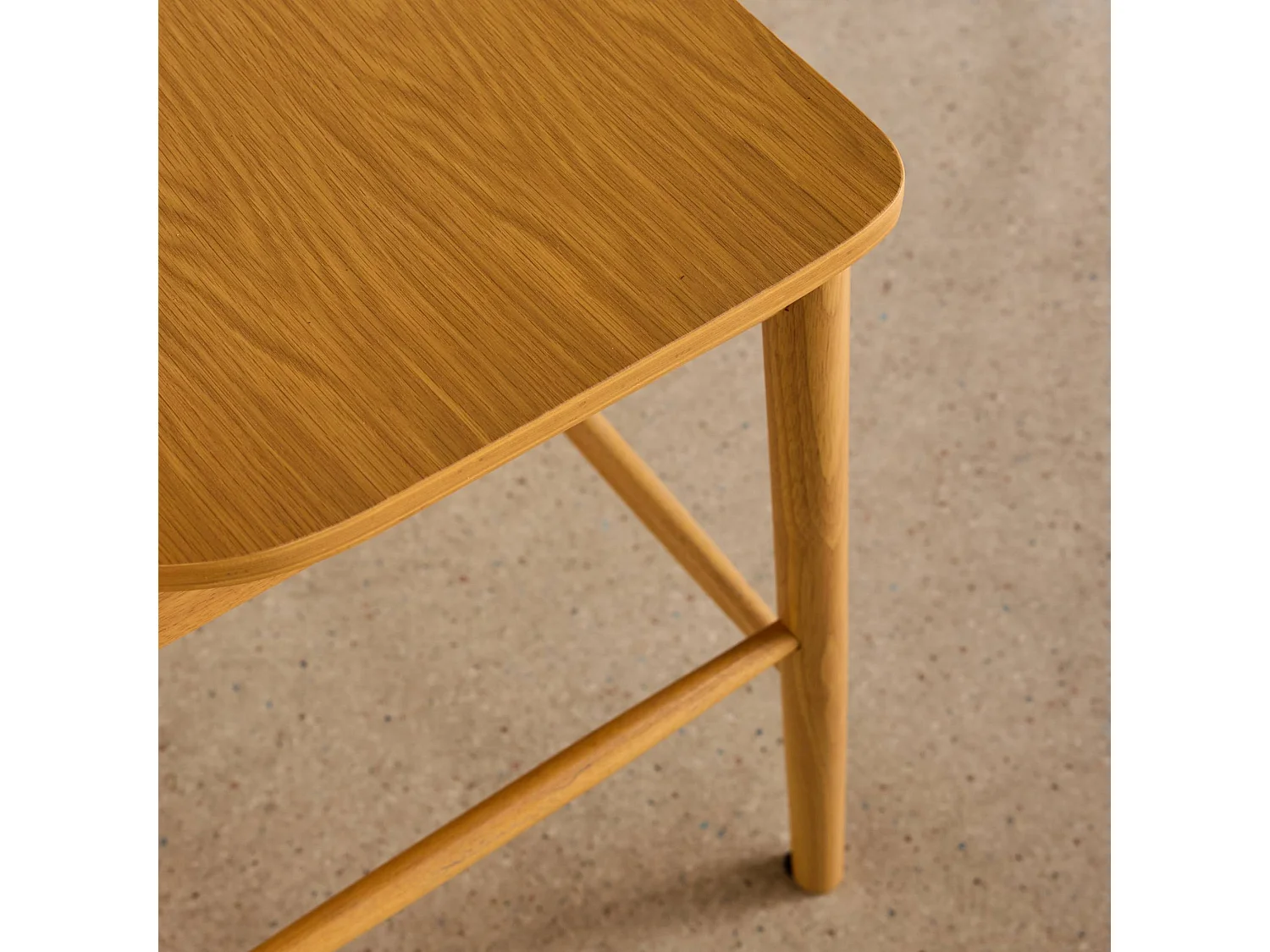 Taburete de bar con barrotes de madera de hevea, set de 2 natural