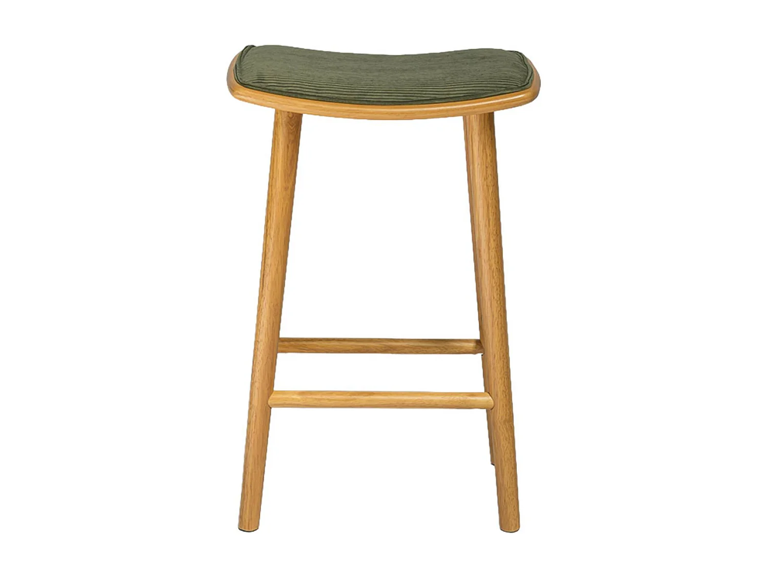 Set 2 sgabelli da bar vintage in legno di hevea e velluto a coste,