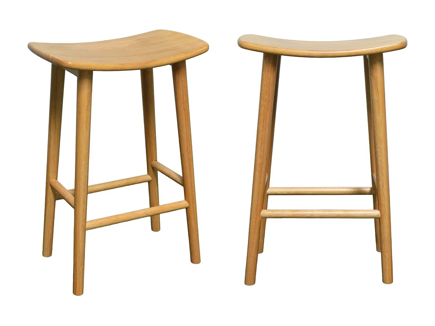 Taburete de bar vintage de madera de caucho, set de 2 natural