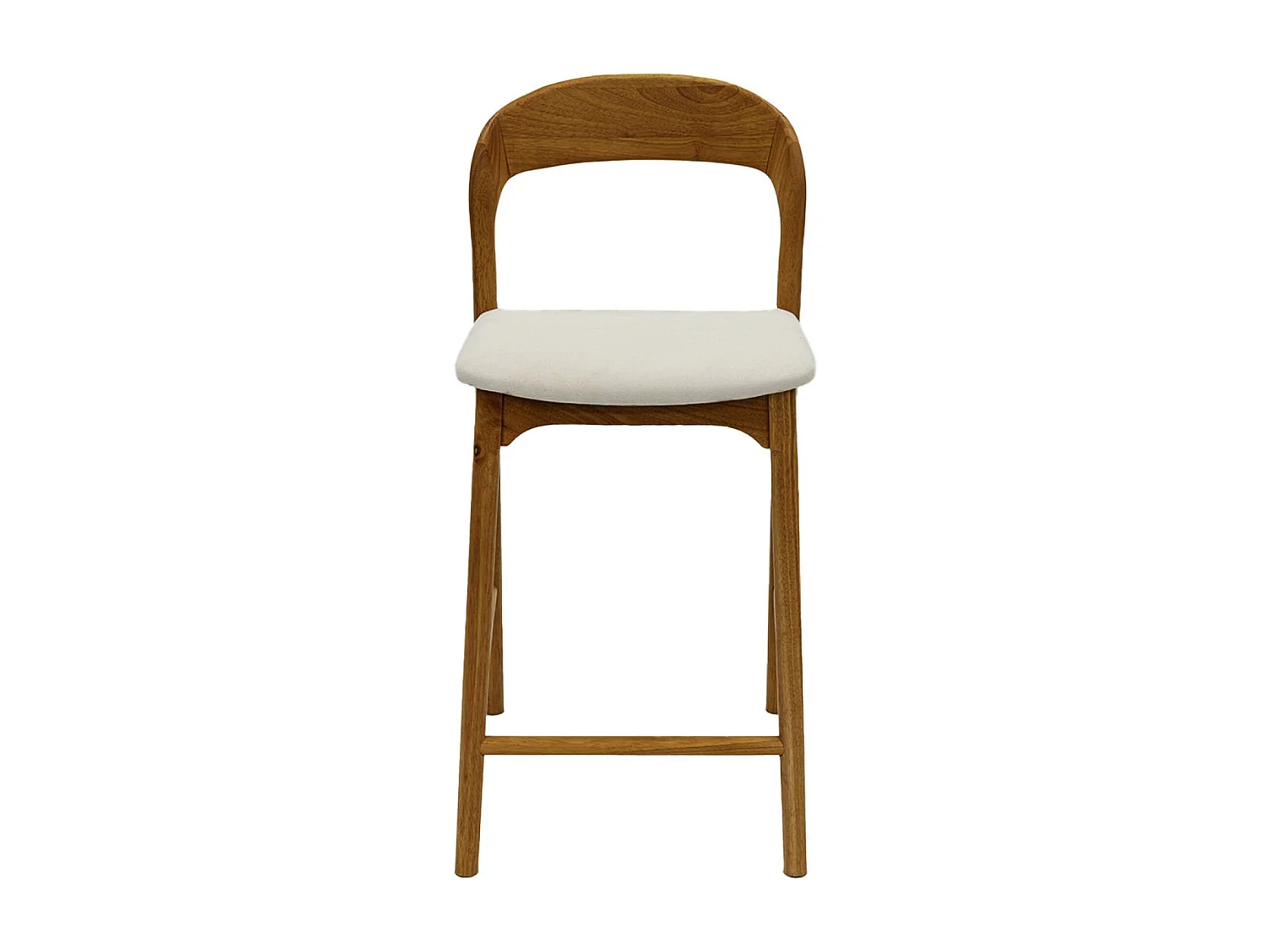 Set 2 sgabelli da bar vintage in legno di hevea e tessuto, noce