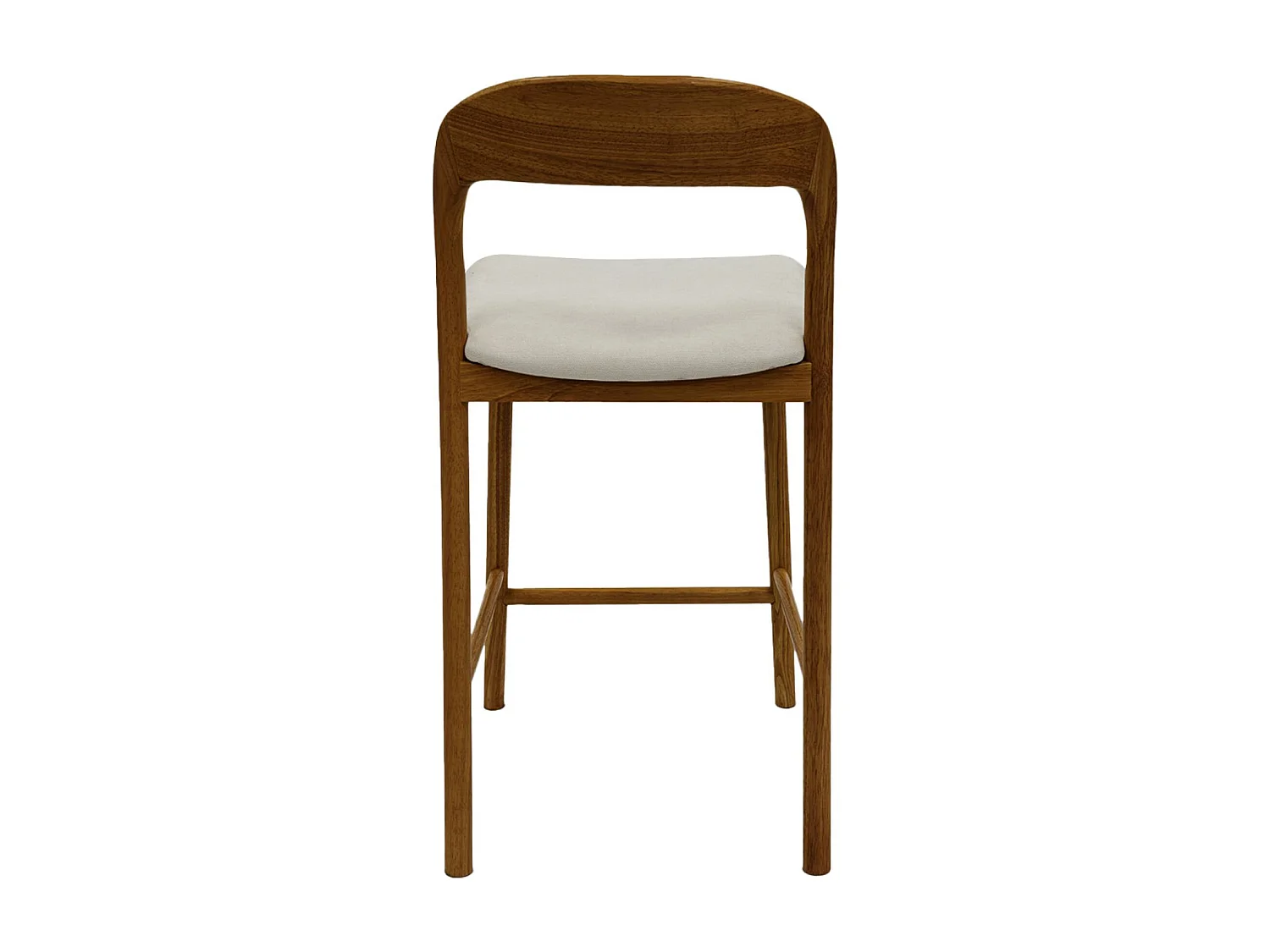 Set 2 sgabelli da bar vintage in legno di hevea e tessuto, noce