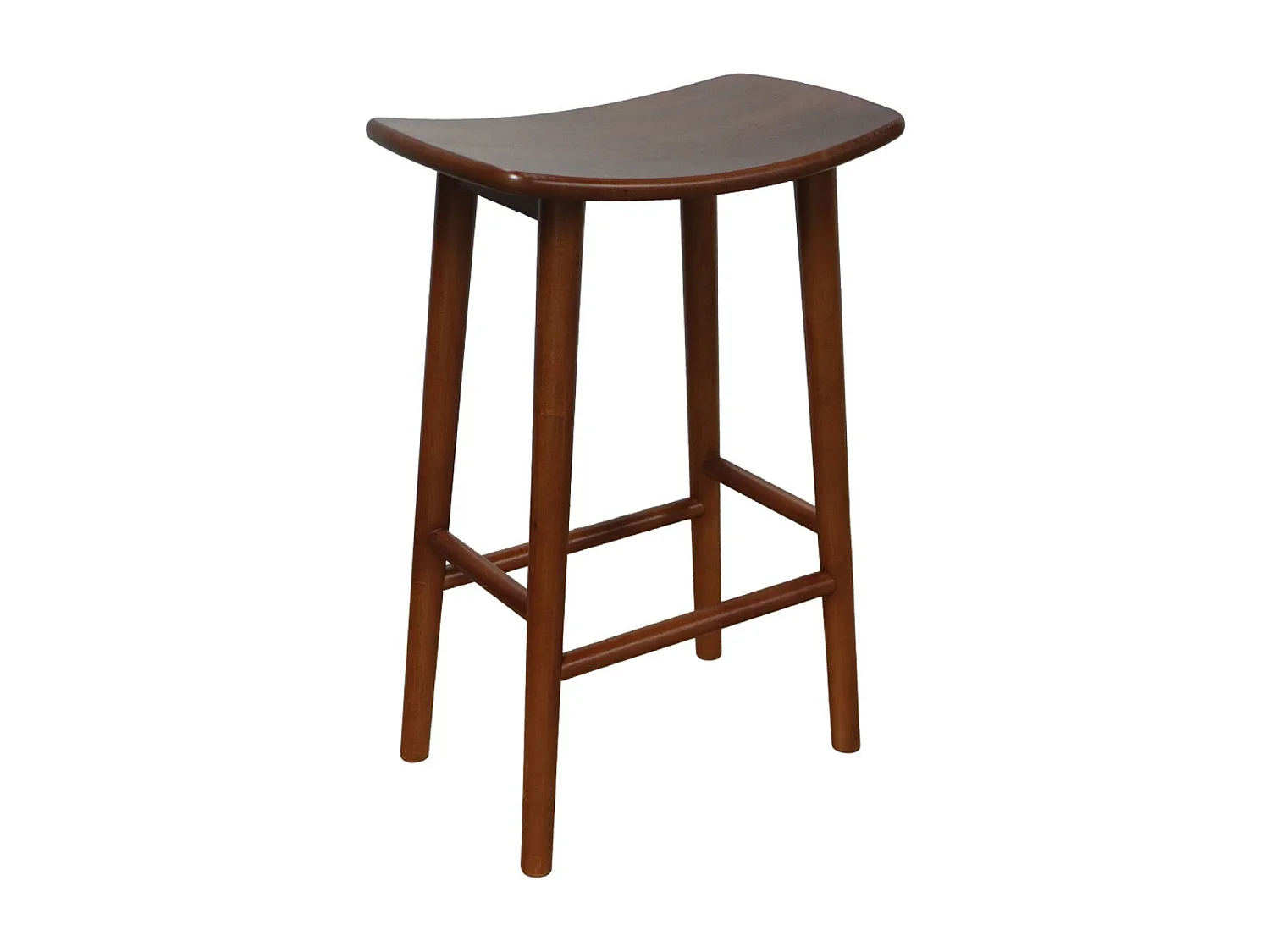 Lot de 2 tabourets de bar vintage bois d'hévéa teinte noyer - 46 x 31 x 68 cm - Louna