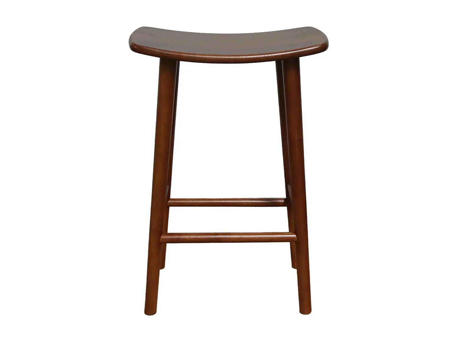 Lot de 2 tabourets de bar vintage bois d'hévéa teinte noyer - 46 x 31 x 68 cm - Louna