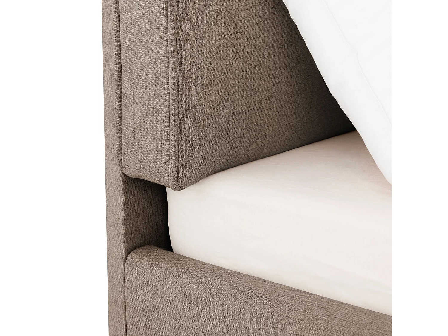 Lit Double LATINI 180x200, en Tissu Grège, Lit King Size 2 Personnes avec Sommier à Lattes Inclus, Design Moderne
