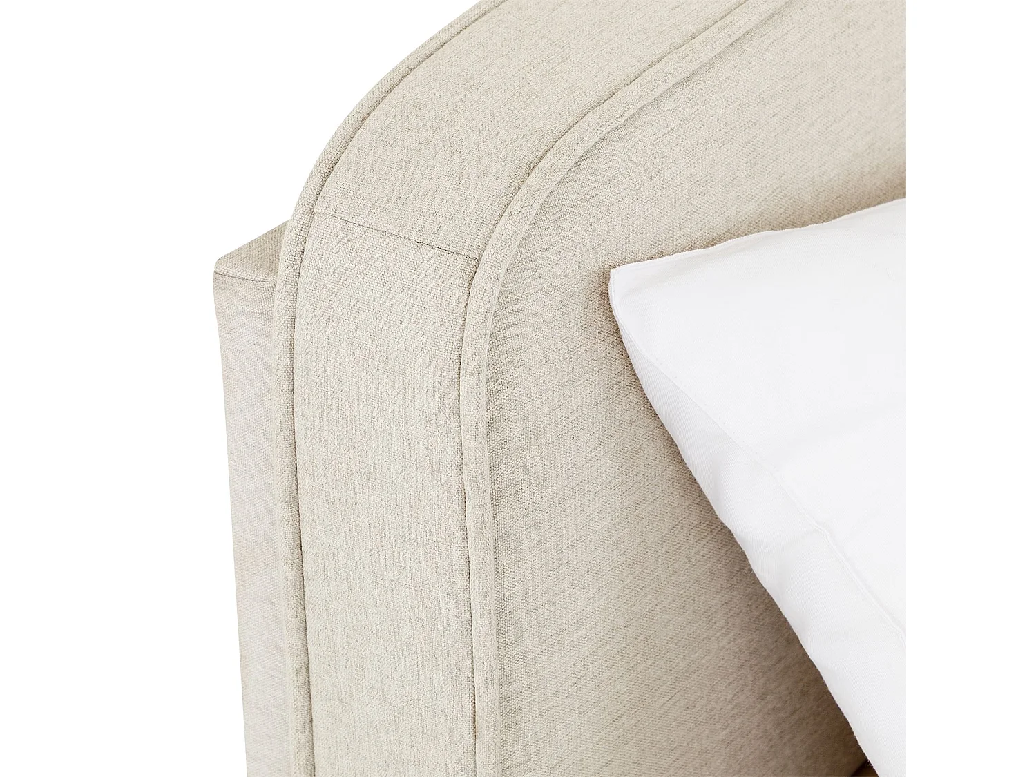 Lit Double LATINI 160x200, en Tissu Blanc Crème, Lit Queen Size 2 Personnes avec Sommier à Lattes Inclus, Tête Réglable en Hauteur