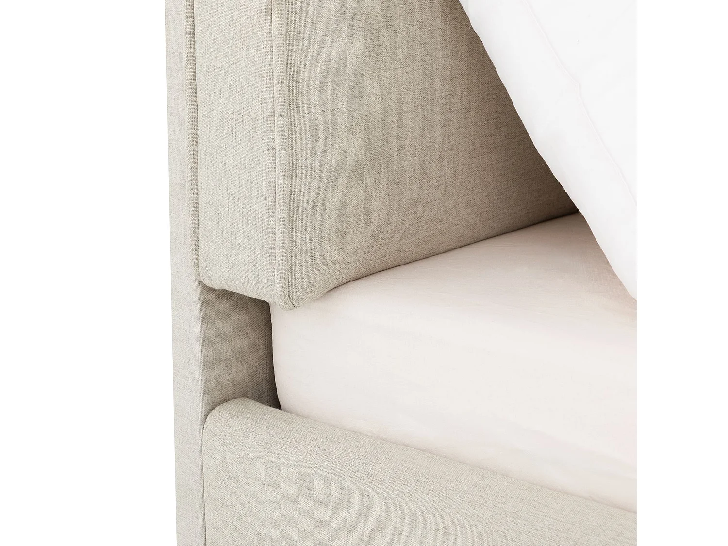 Lit Double LATINI 160x200, en Tissu Blanc Crème, Lit Queen Size 2 Personnes avec Sommier à Lattes Inclus, Tête Réglable en Hauteur