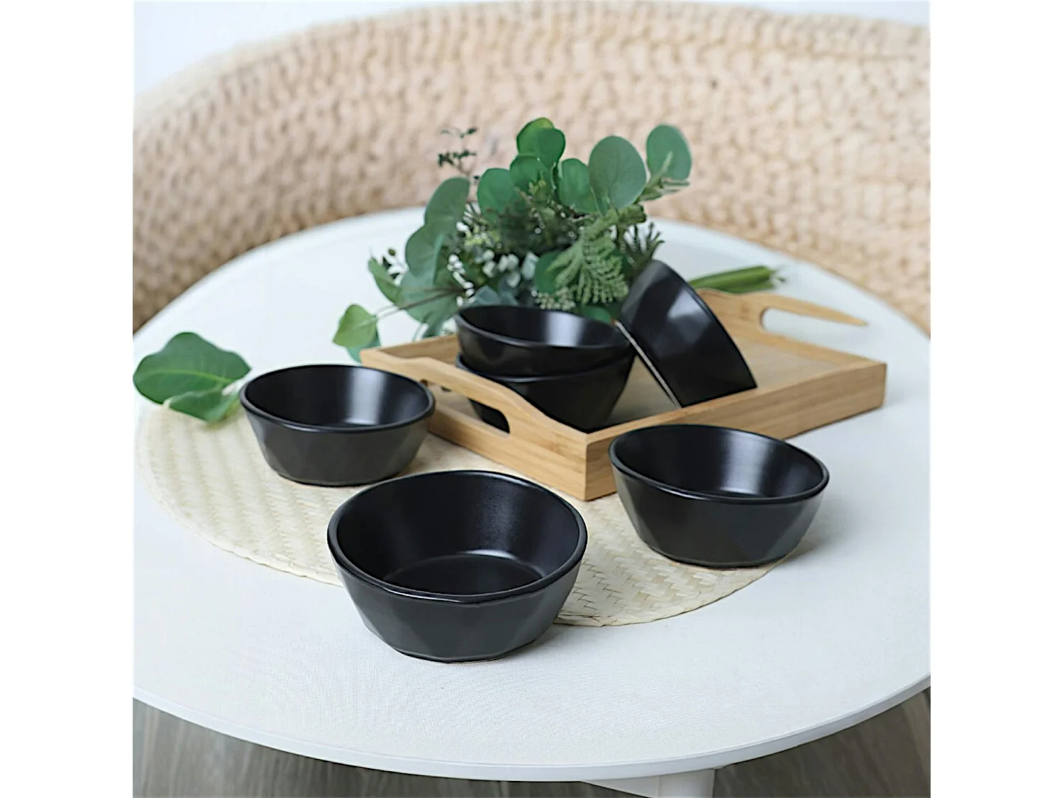 Bol apéro noir, style organique (lot de 6) EFIRA