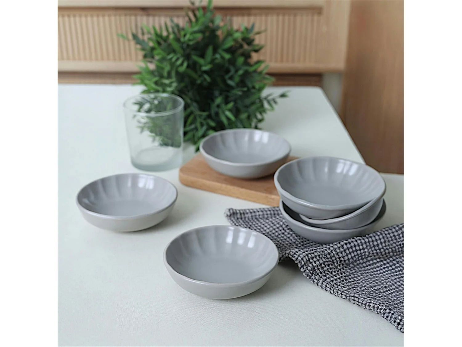 Bol apéro gris forme fleur (lot de 6) EFIRA