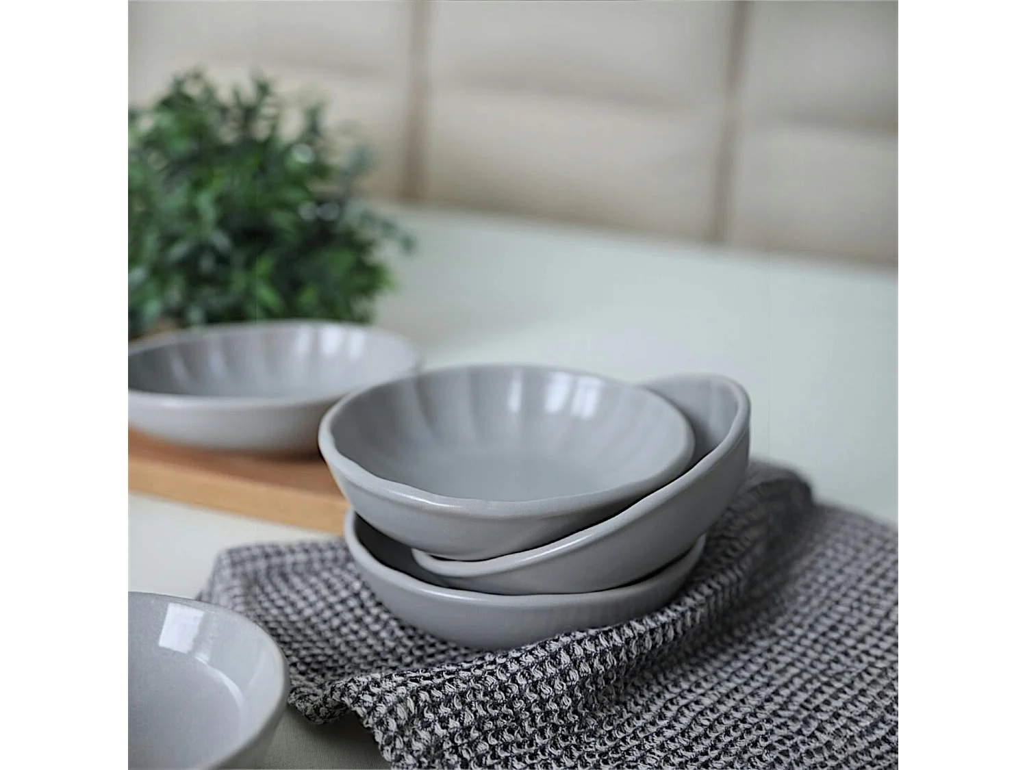 Bol apéro gris forme fleur (lot de 6) EFIRA