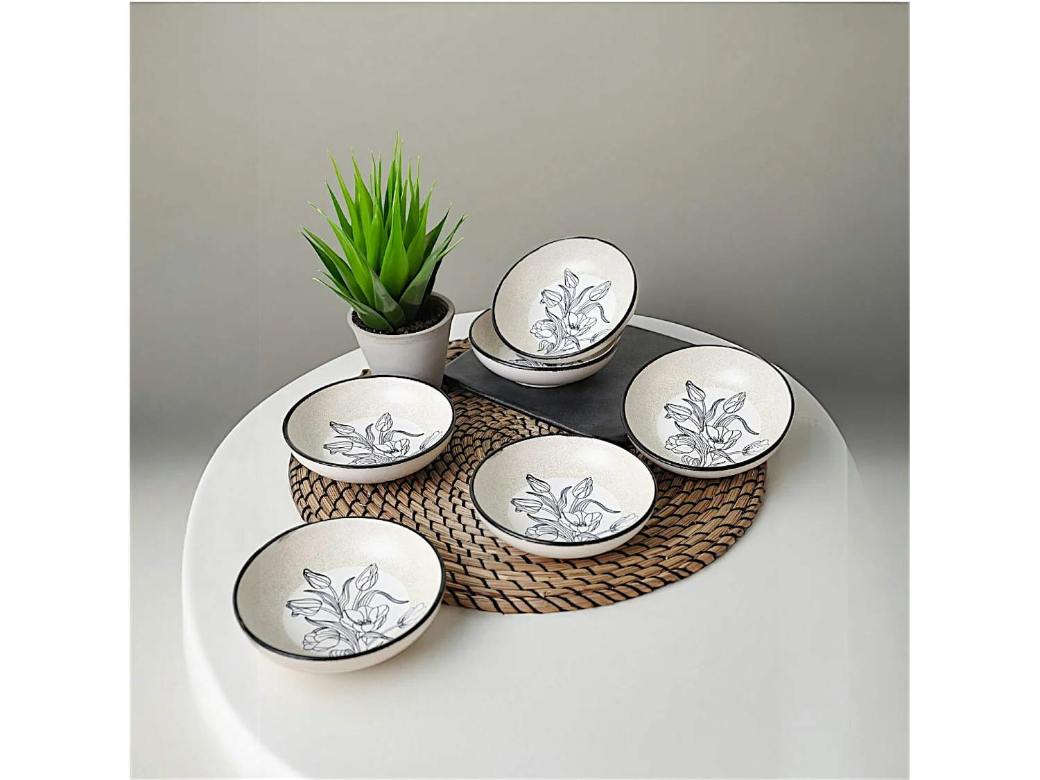 Bol apéro motif fleurs bleues (lot de 6) EFIRA