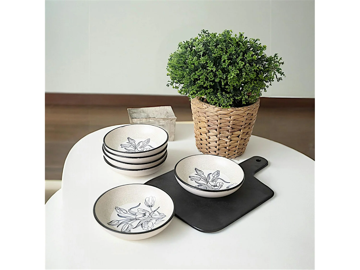 Bol apéro motif fleurs bleues (lot de 6) EFIRA