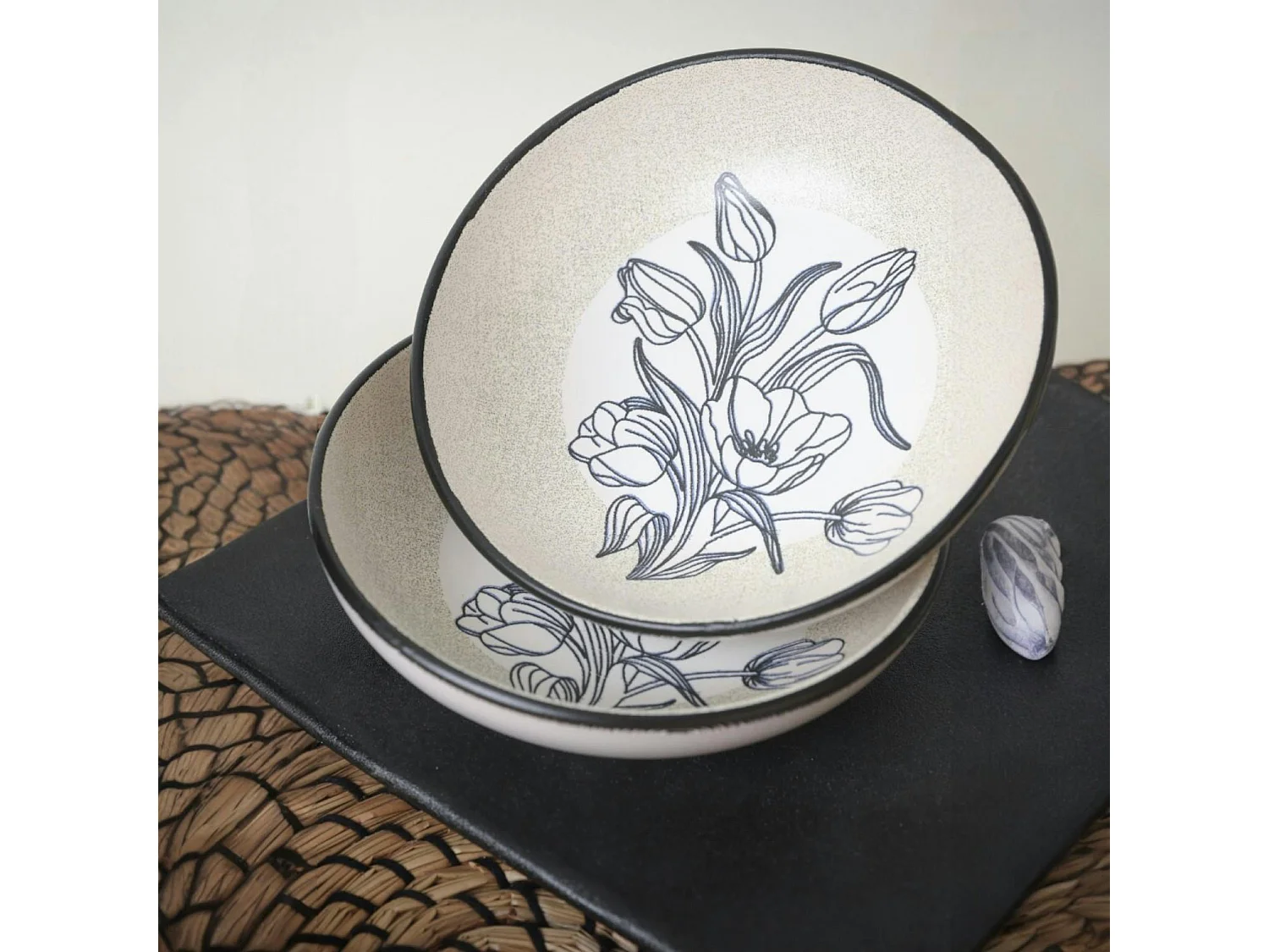 Bol apéro motif fleurs bleues (lot de 6) EFIRA