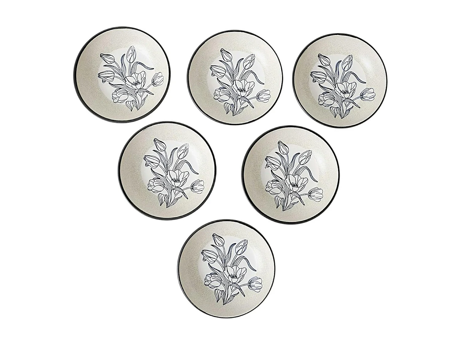 Bol apéro motif fleurs bleues (lot de 6) EFIRA