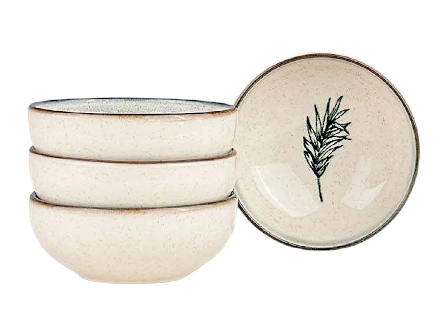 Bol apéro porcelaine motif feuille bleue (lot de 4) ELDA