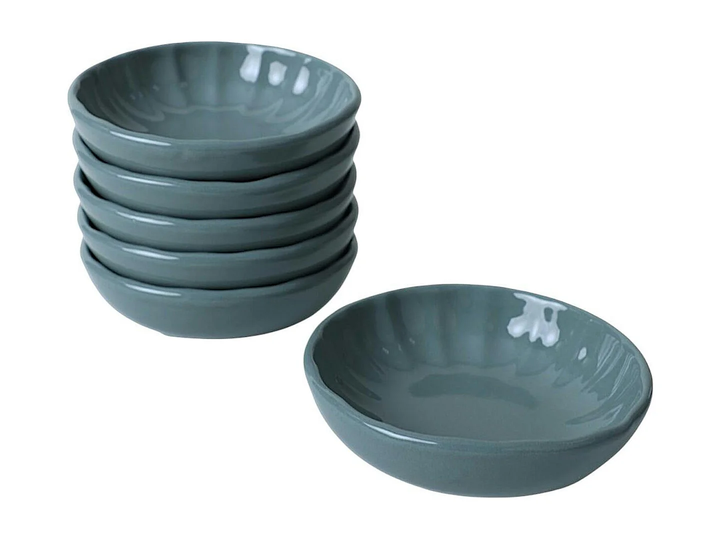 Bol apéro bleu gris forme fleur (lot de 6) EFIRA