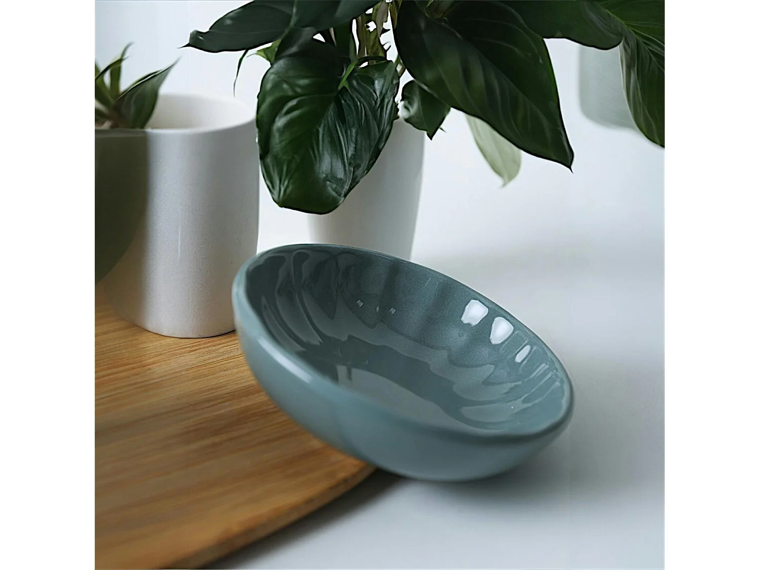 Bol apéro bleu gris forme fleur (lot de 6) EFIRA