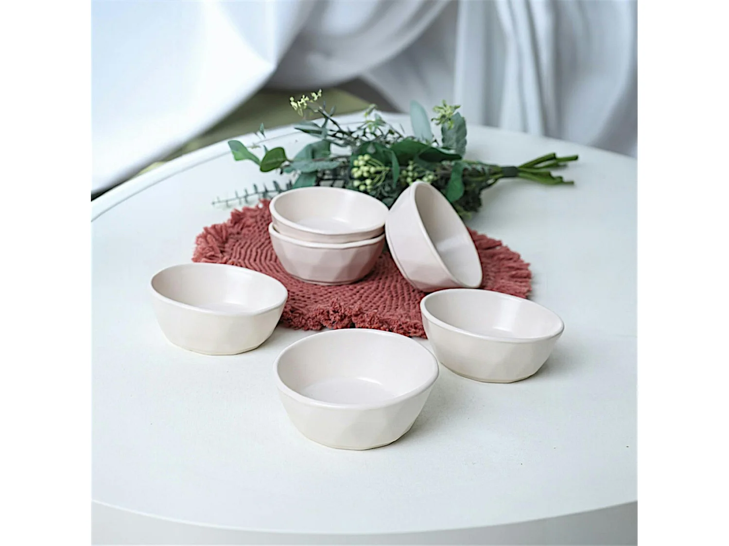 Bol apéro blanc, style organique (lot de 6) EFIRA