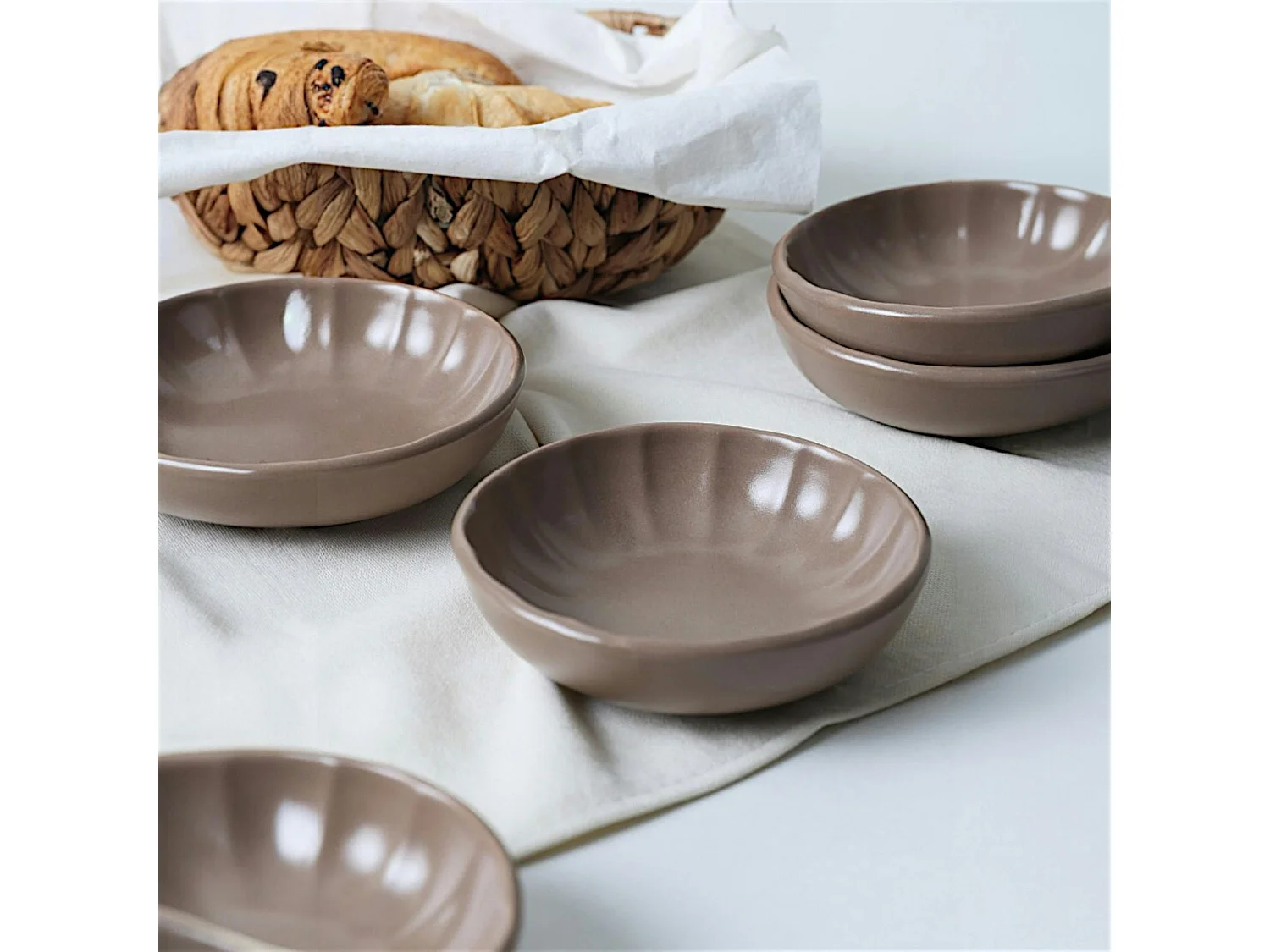 Bol apéro brun cendré forme fleur (lot de 6) EFIRA