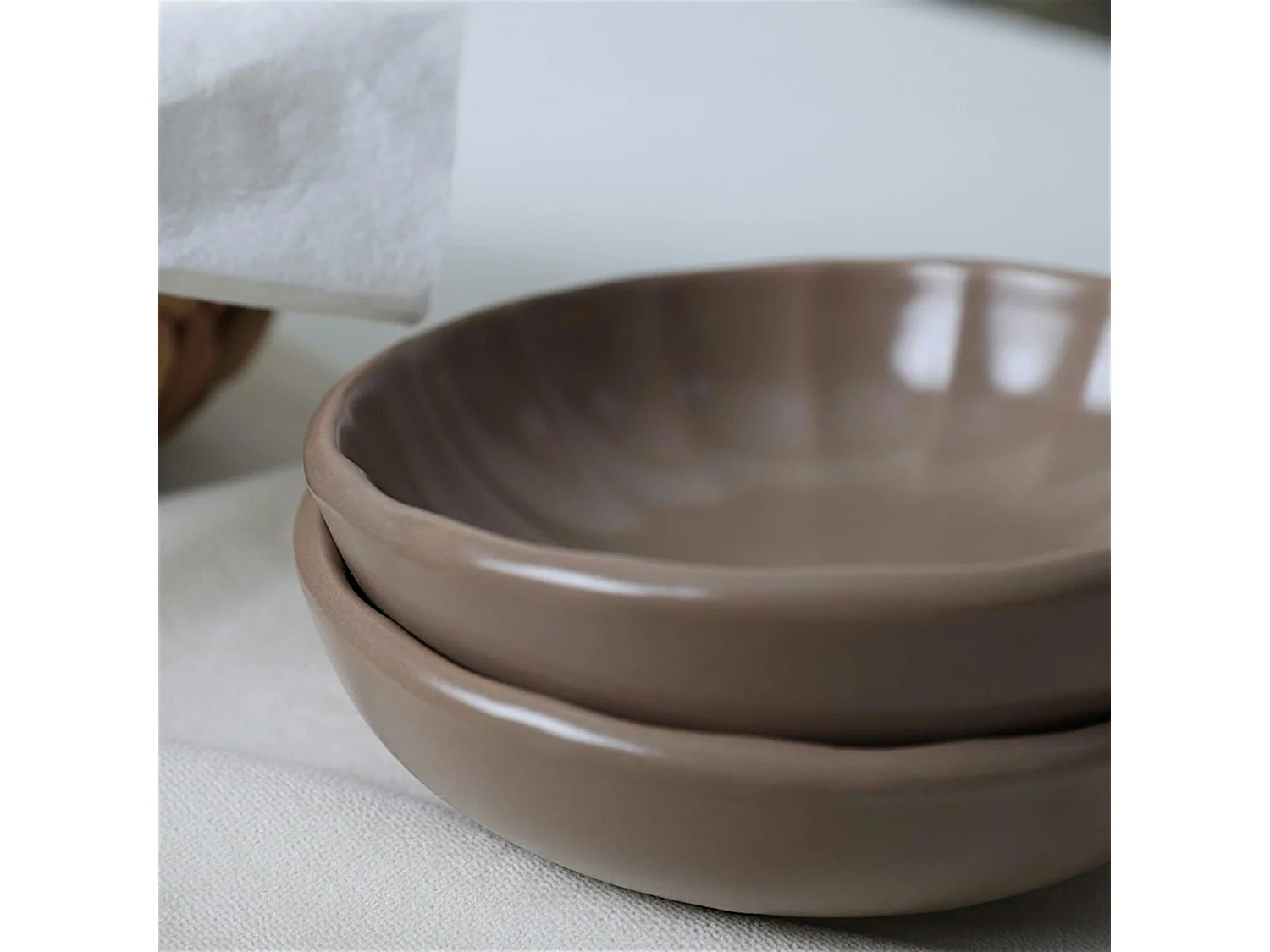 Bol apéro brun cendré forme fleur (lot de 6) EFIRA