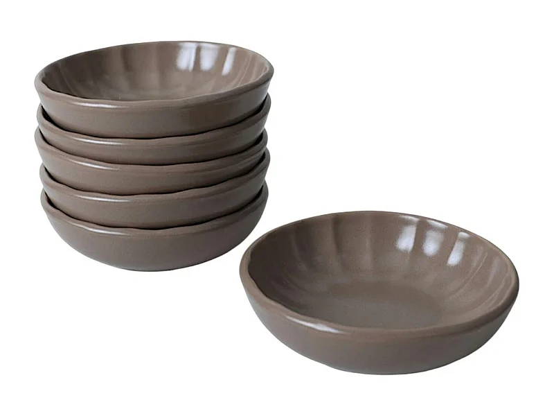 Bol apéro brun cendré forme fleur (lot de 6) EFIRA