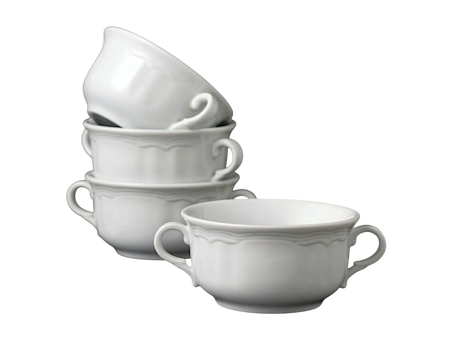 Bol à soupe avec anses en porcelaine blanche (lot de 4) ELDA