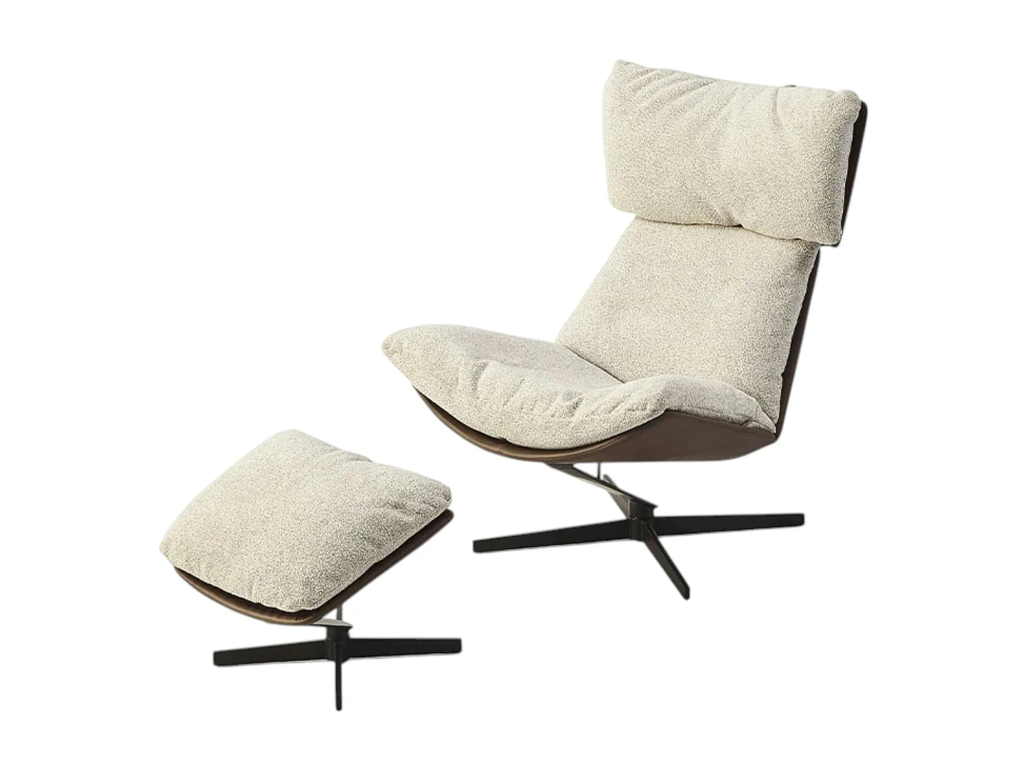 Fauteuil relax grège, avec repose-pieds LOMBARDIE