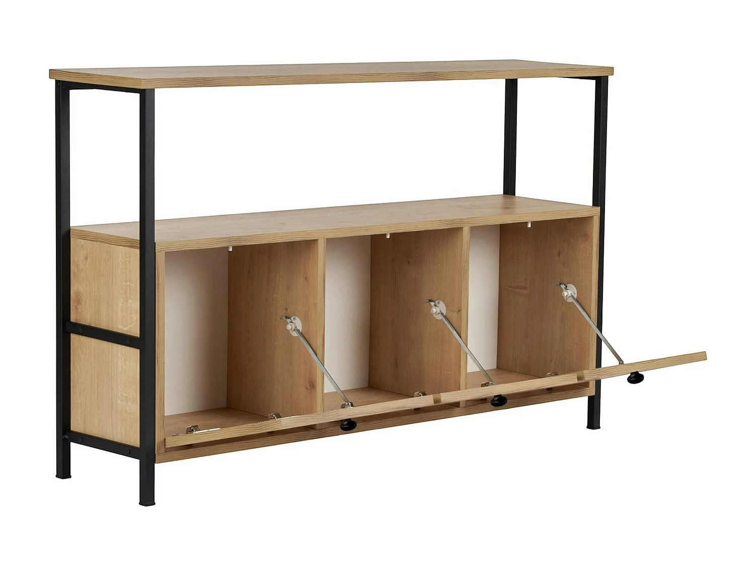 Console d'entrée avec rangement 3 niches, effet chêne JENA