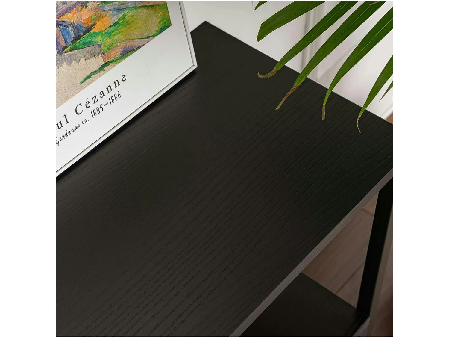 Console d'entrée avec rangement 3 niches, effet bois noir JENA