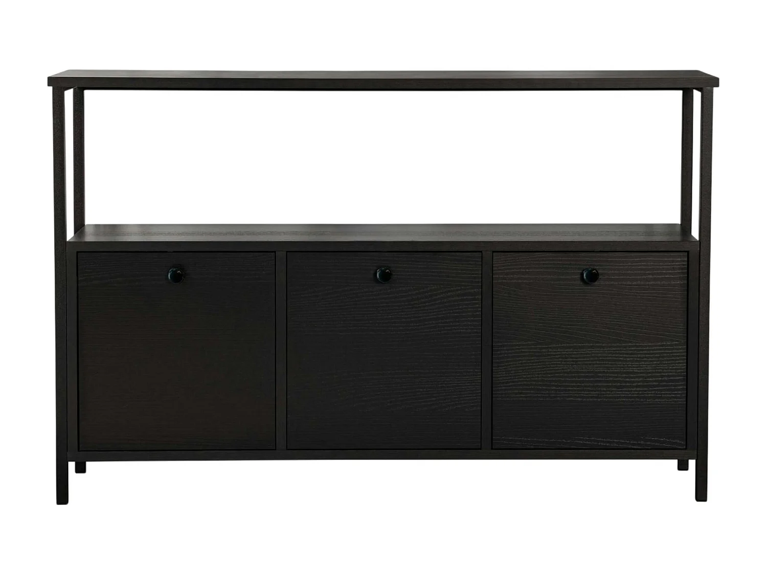 Console d'entrée avec rangement 3 niches, effet bois noir JENA