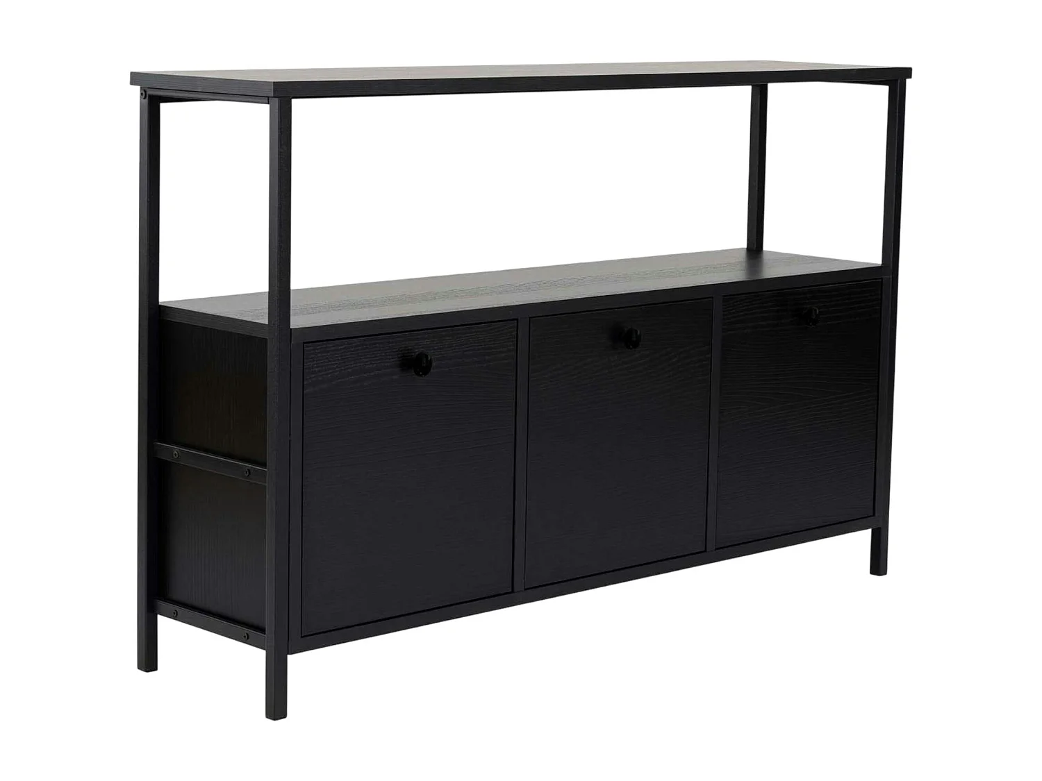 Console d'entrée avec rangement 3 niches, effet bois noir JENA