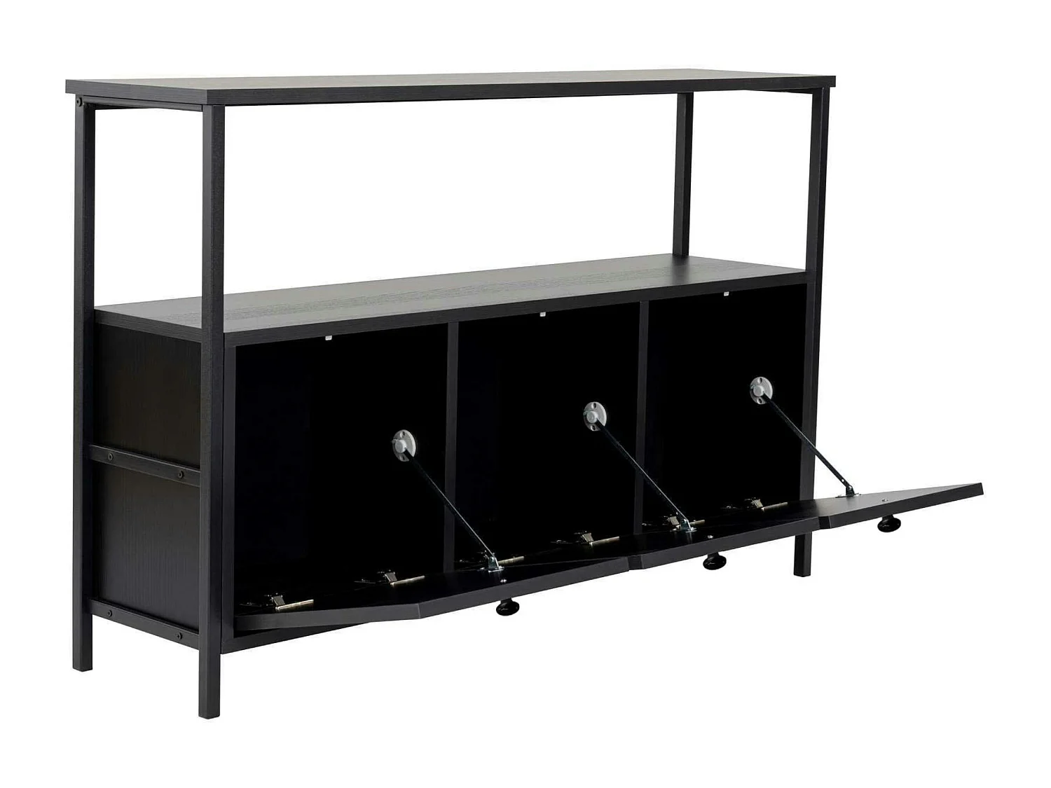 Console d'entrée avec rangement 3 niches, effet bois noir JENA