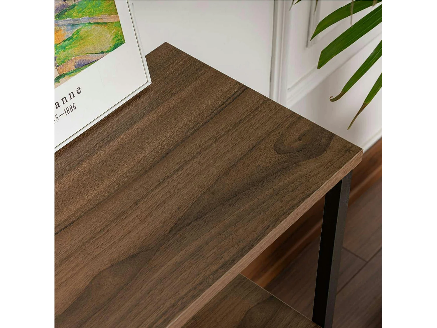 Console d'entrée avec rangement 3 niches, effet noyer JENA