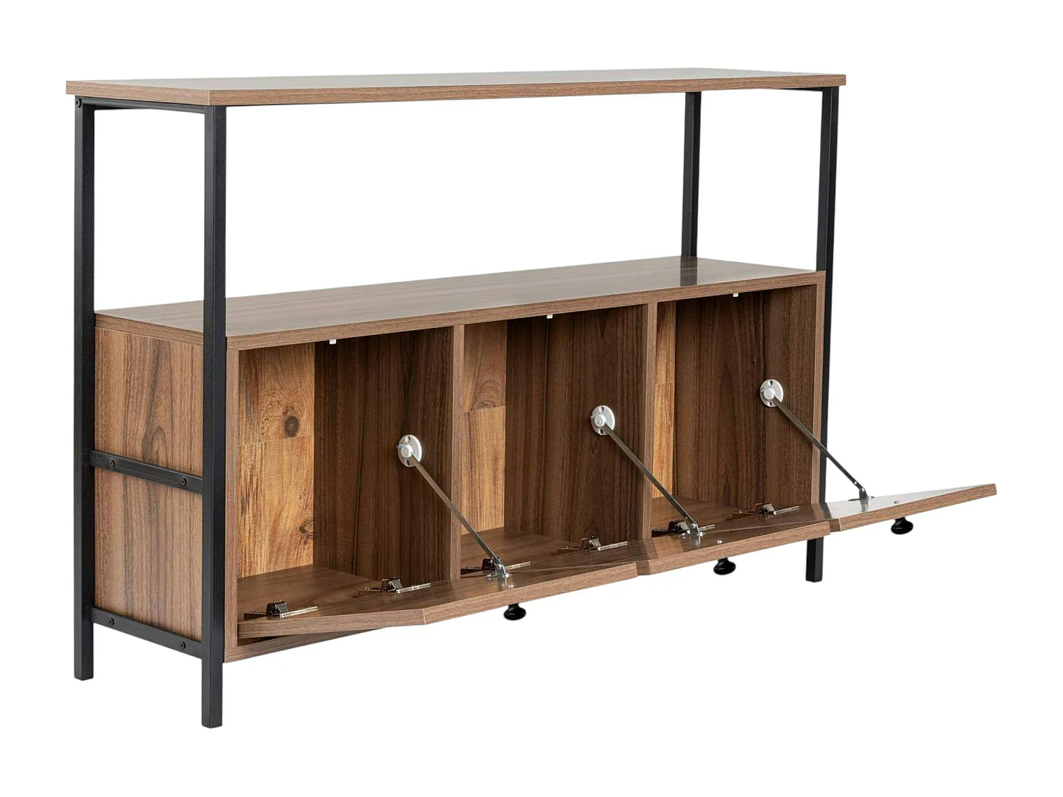 Console d'entrée avec rangement 3 niches, effet noyer JENA