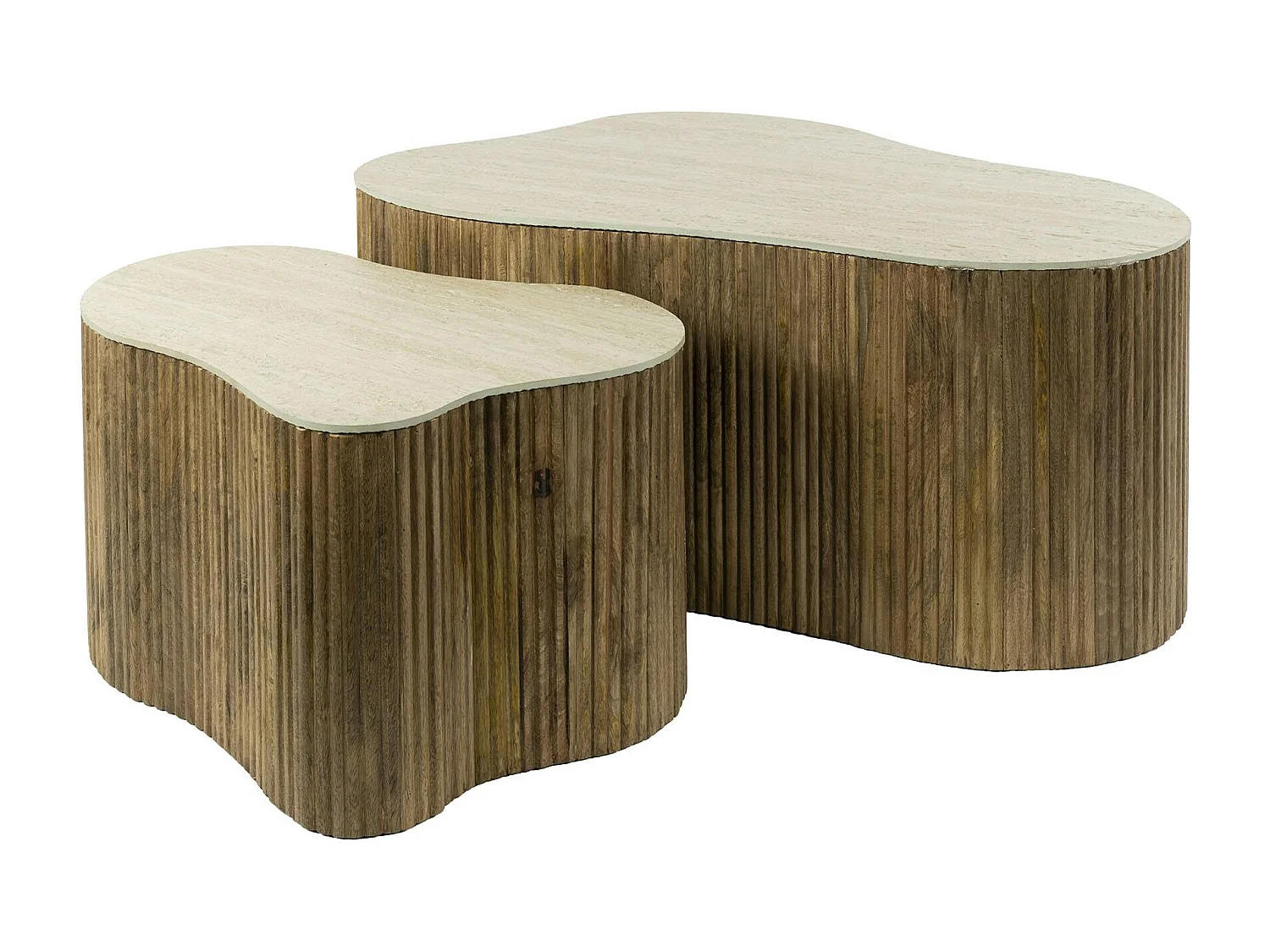 Table basse design organique effet travertin 3D (x2) ASCOLI