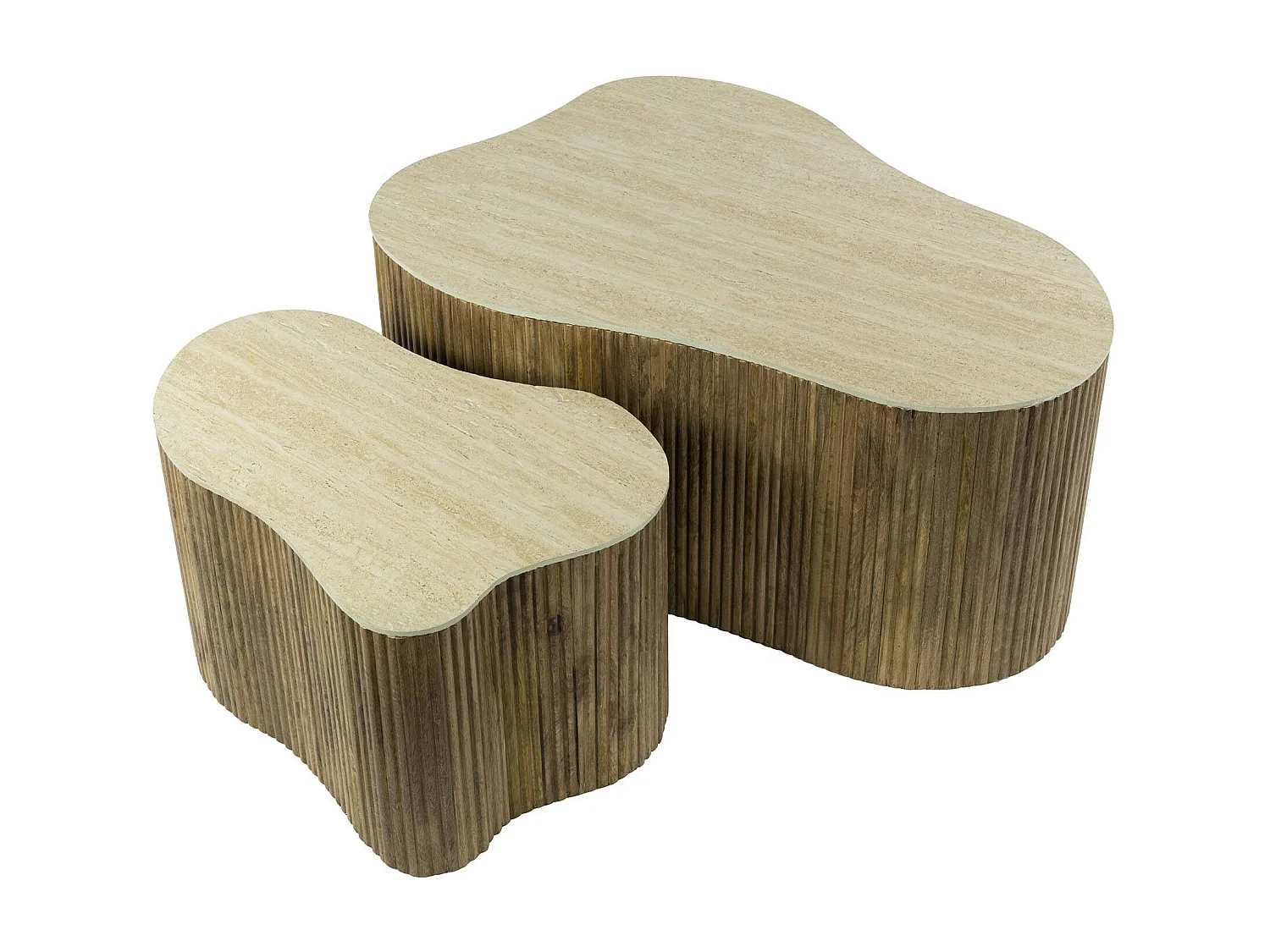 Table basse design organique effet travertin 3D (x2) ASCOLI