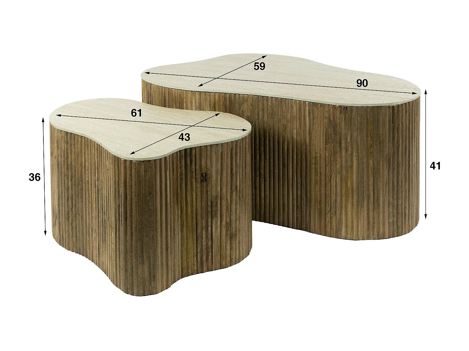 Table basse design organique effet travertin 3D (x2) ASCOLI