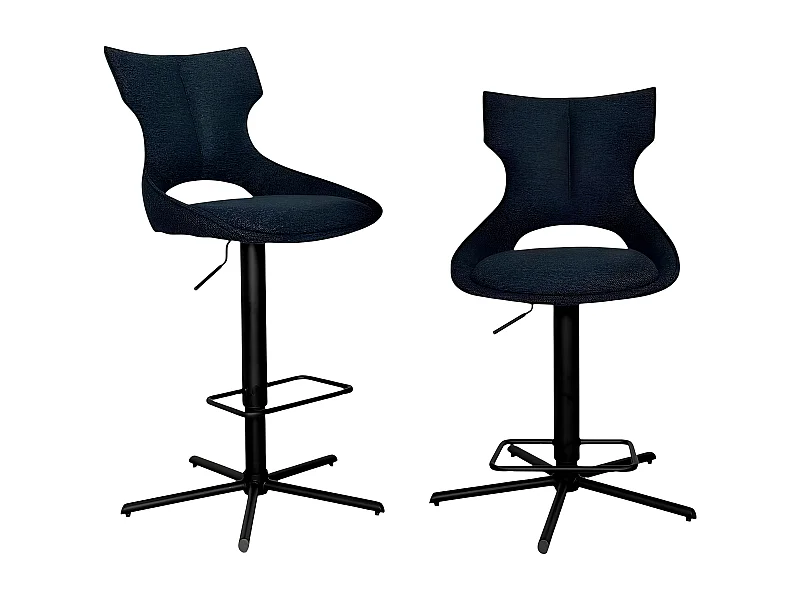 Chaise de bar réglable bleue à dossier ouvert (lot de 2) LOMBARDIE