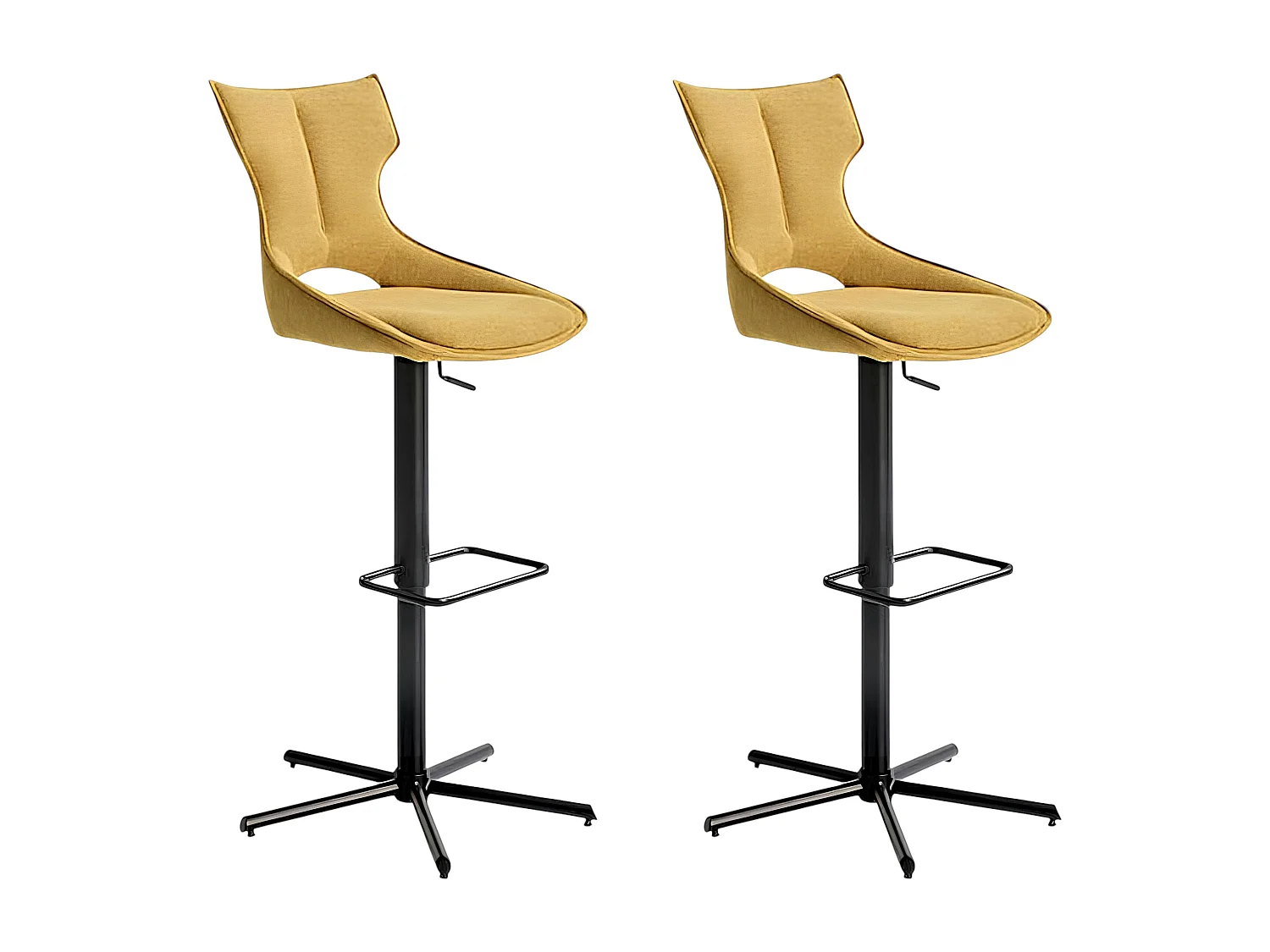 Chaise de bar réglable jaune dossier ouvert (lot de 2) LOMBARDIE