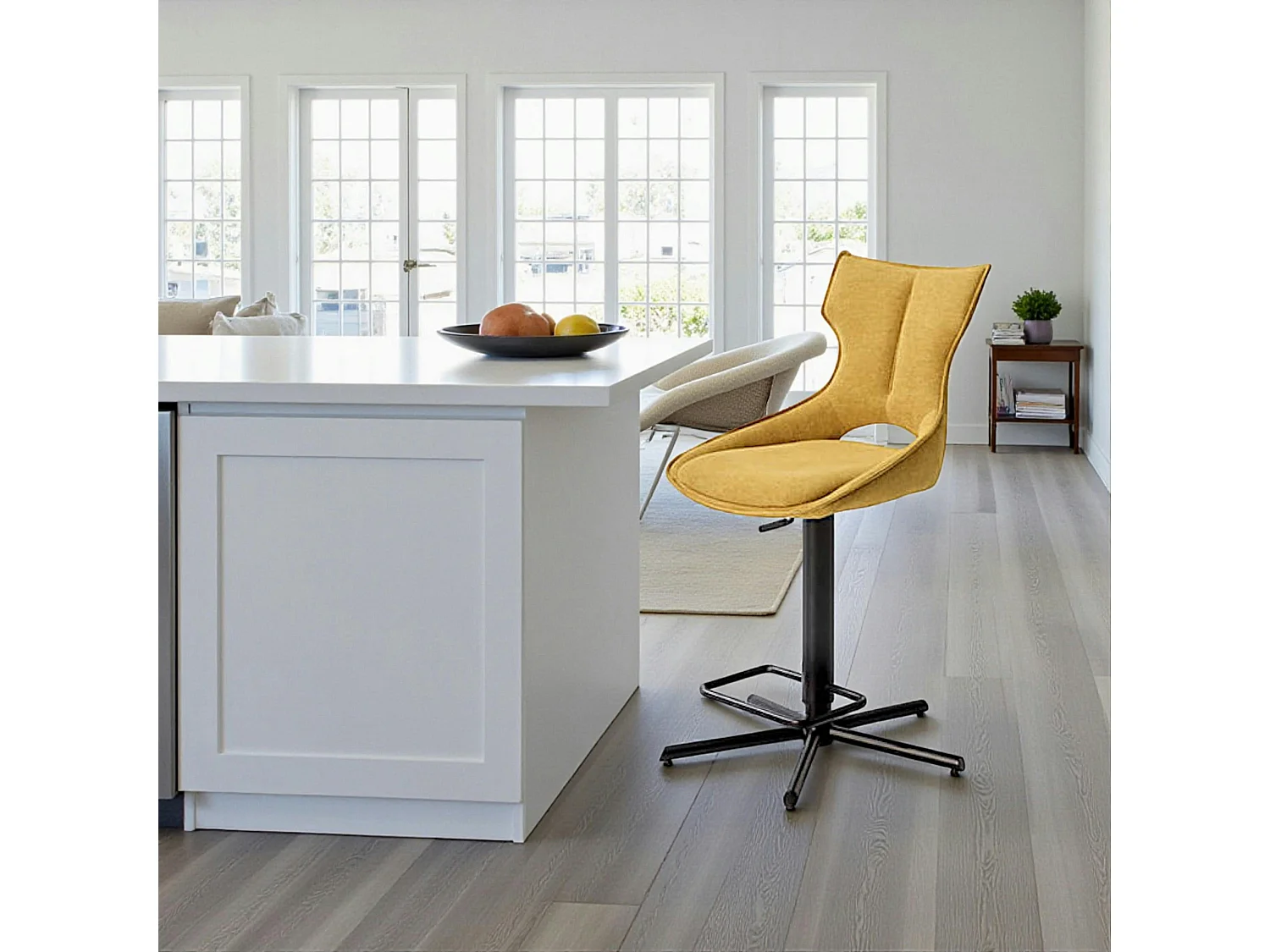 Chaise de bar réglable jaune dossier ouvert (lot de 2) LOMBARDIE