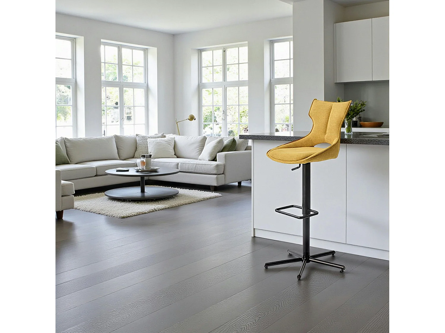 Chaise de bar réglable jaune dossier ouvert (lot de 2) LOMBARDIE