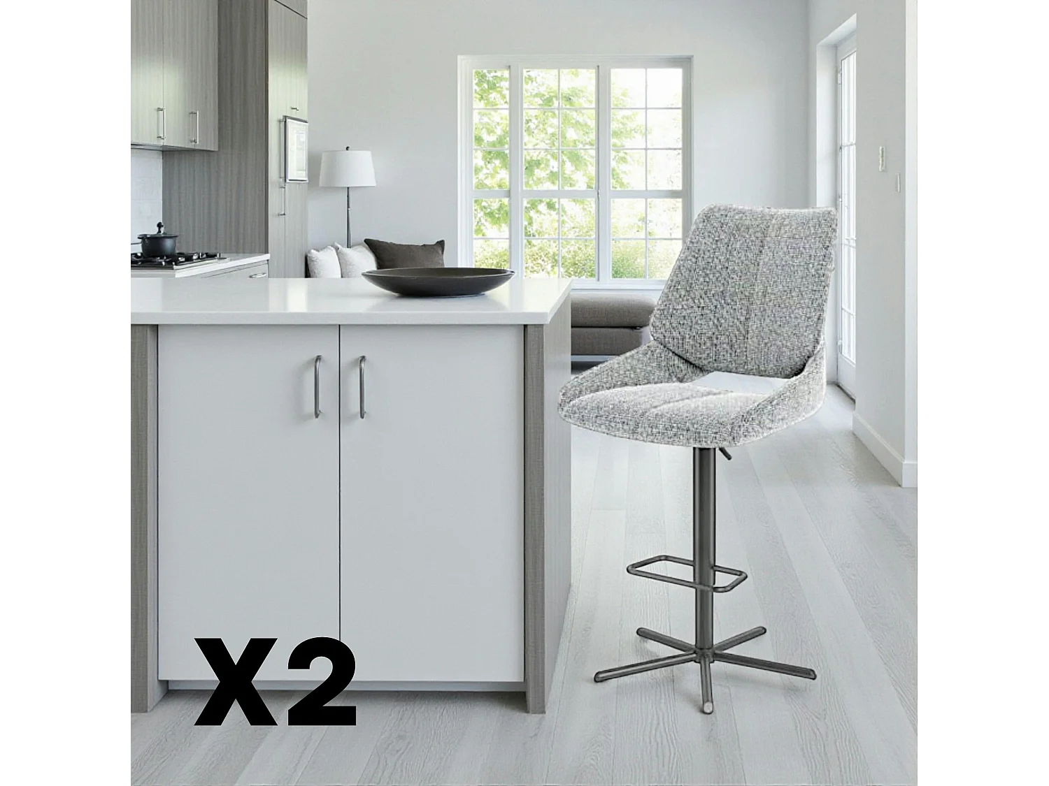 Chaise de bar réglable grise assise baquet (lot de 2) LIGURIE