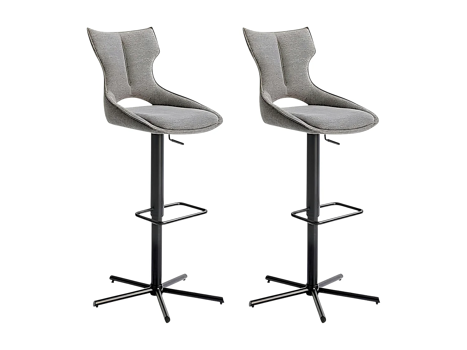 Chaise de bar réglable grise à dossier ouvert (lot de 2) LOMBARDIE