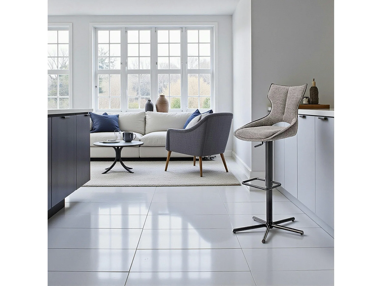 Chaise de bar réglable grise à dossier ouvert (lot de 2) LOMBARDIE