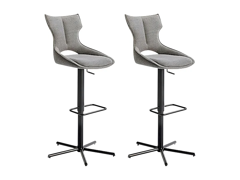Chaise de bar réglable grise à dossier ouvert (lot de 2) LOMBARDIE
