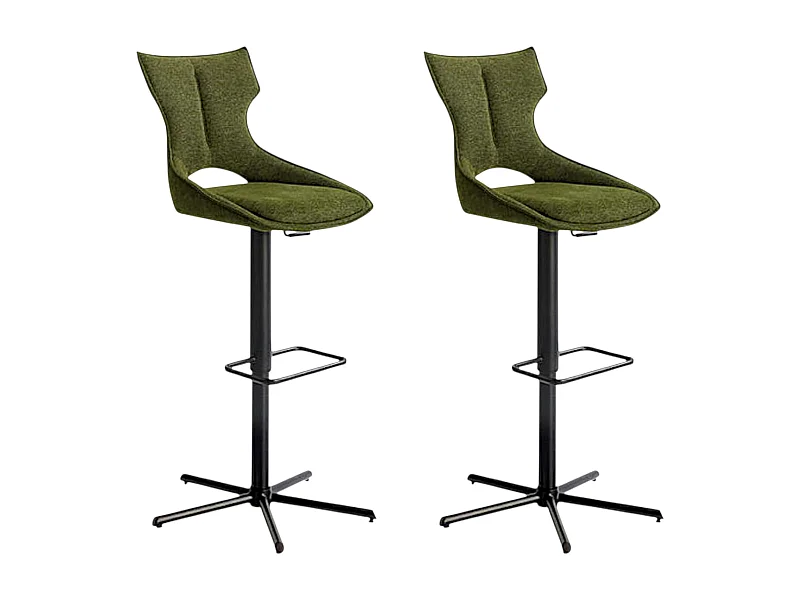Chaise de bar réglable verte à dossier ouvert (lot de 2) LOMBARDIE