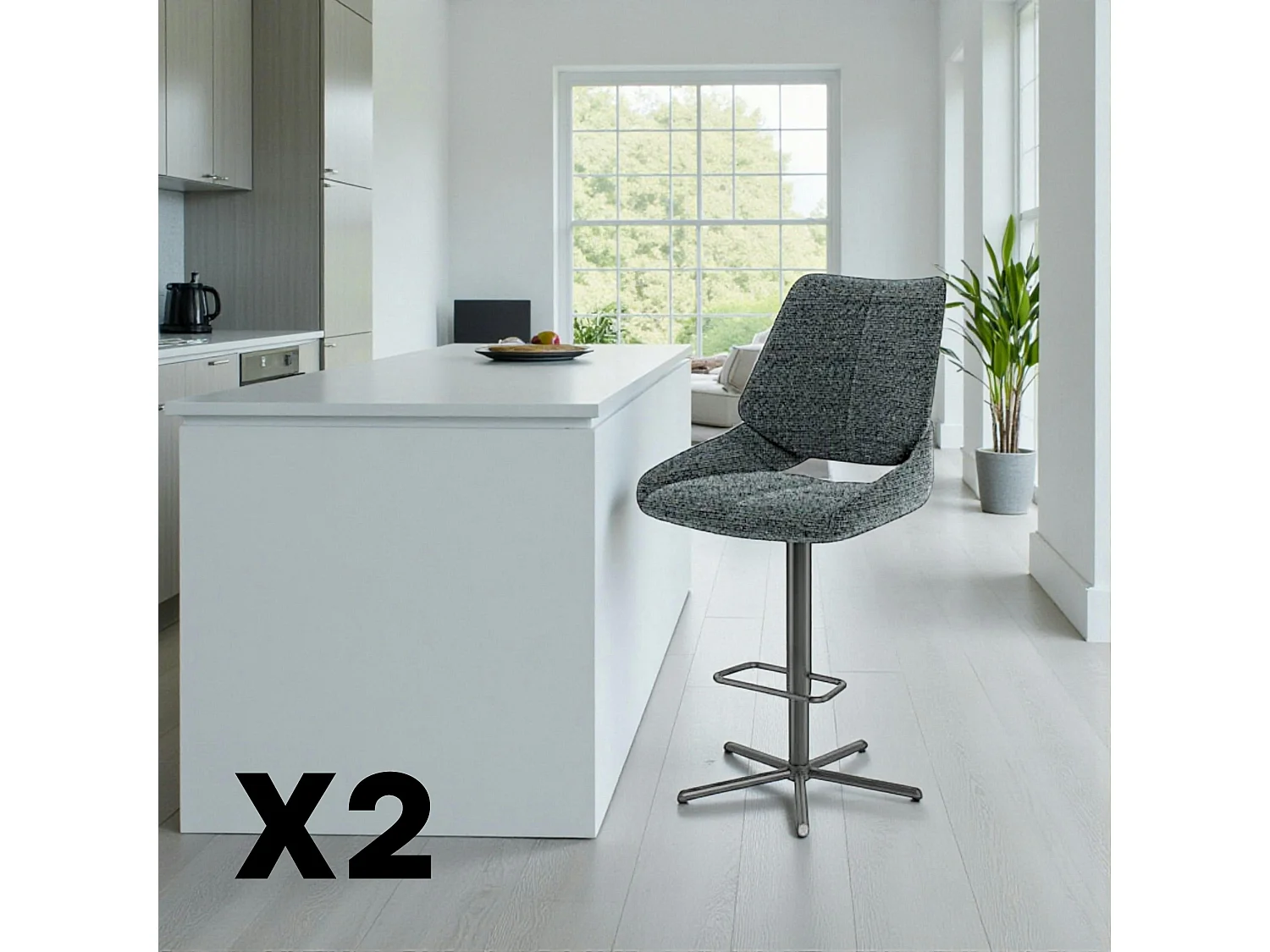 Chaise de bar réglable anthracite assise baquet (lot de 2) LIGURIE