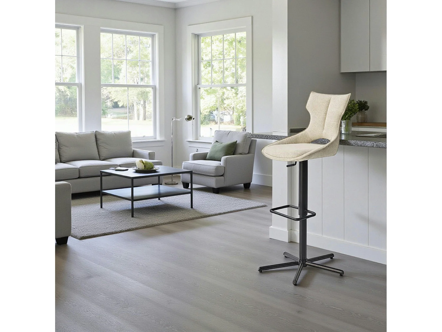 Chaise de bar réglable beige à dossier ouvert (lot de 2) LOMBARDIE