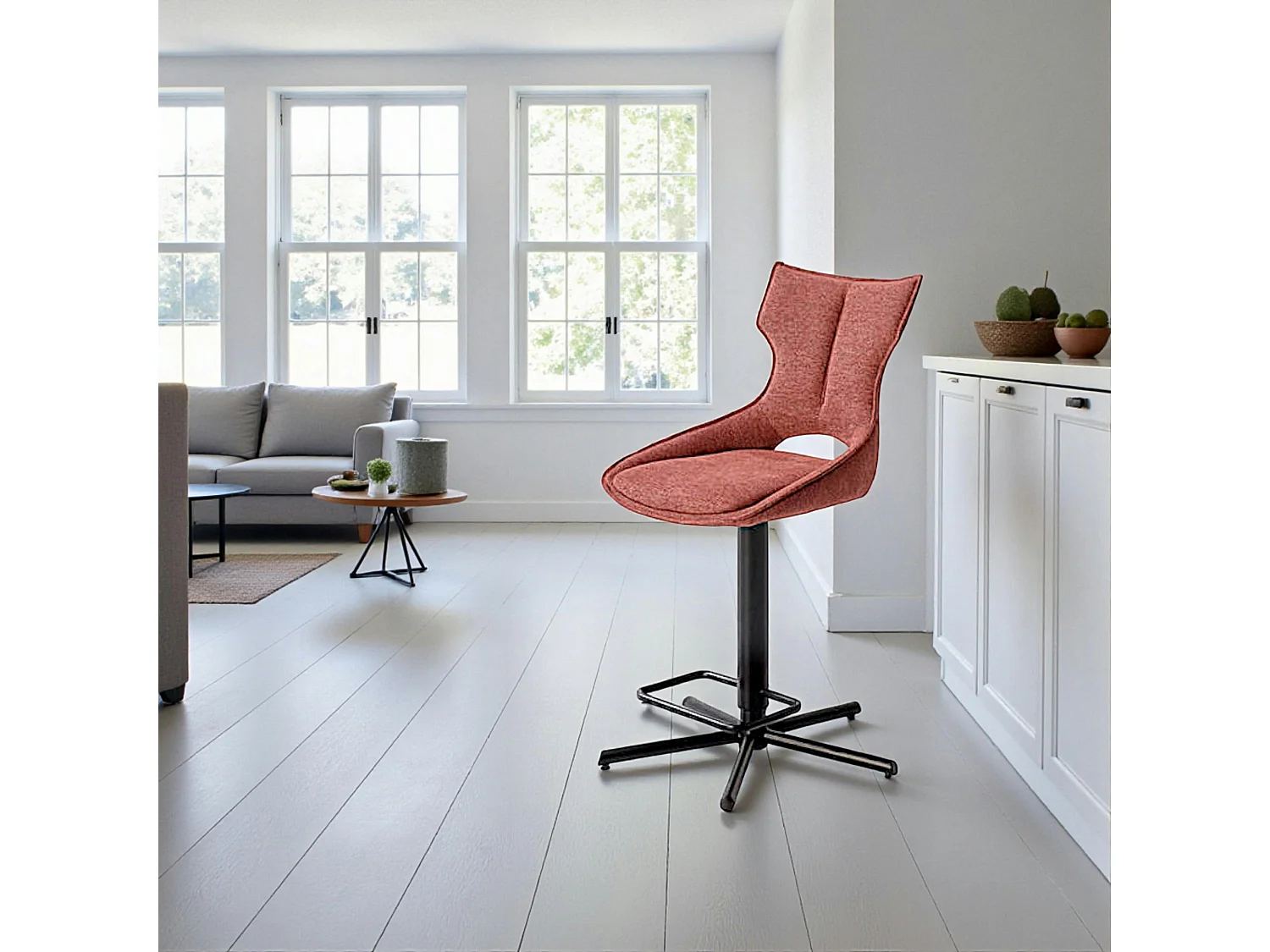 Chaise de bar réglable rose à dossier ouvert (lot de 2) LOMBARDIE
