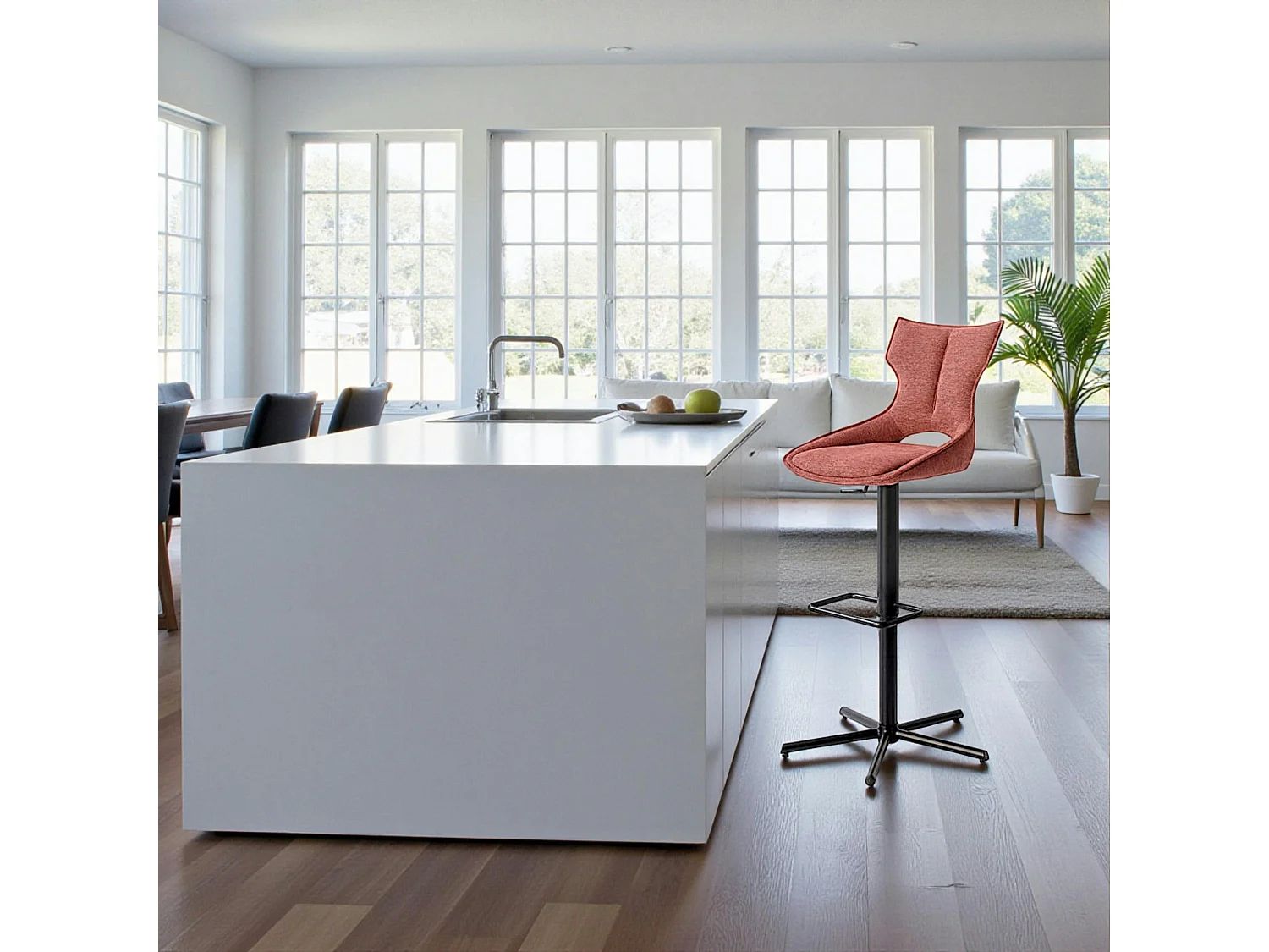 Chaise de bar réglable rose à dossier ouvert (lot de 2) LOMBARDIE